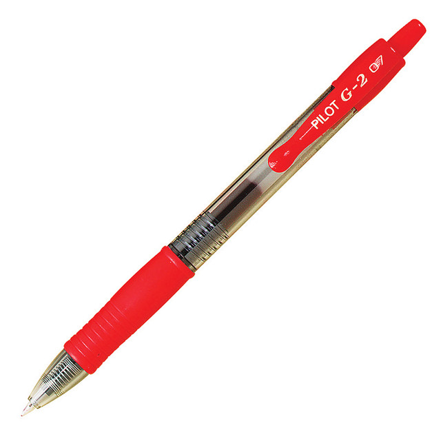 PILOT CORPORATION OF AMERICA 31004 Pilot G2 Retractable Gel Pens, Extra Fine Point, 0.5 mm, Clear Barrels, Red Ink, Pack Of 12