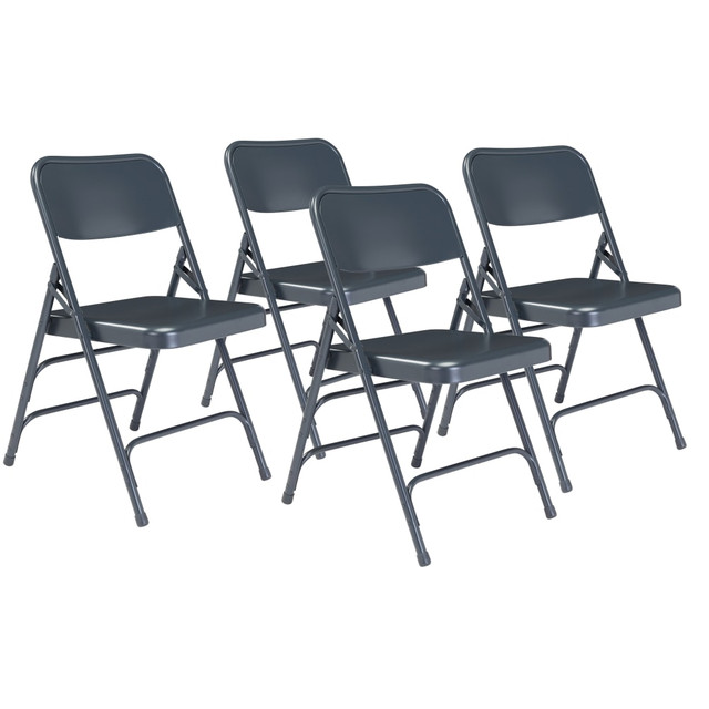 OKLAHOMA SOUND CORPORATION 304/4 National Public Seating 300 Series Steel Folding Chairs, Blue, Set Of 4 Chairs