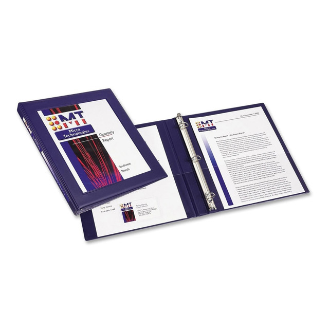 AVERY PRODUCTS CORPORATION 68051 Avery Frame View 3-Ring Binder With Locking One-Touch EZD Rings, 1/2in D-Rings, 50% Recycled, Navy AVERY PRODUCTS CORPORATION 68051 Avery Frame View 3-Ring Binder With Locking One-Touch EZD Rings, 1/2in D-Rings, 50% Recycled, Navy