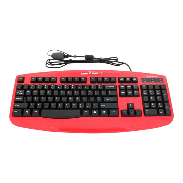 SEAL SHIELD LLC STK503RED Seal Shield Silver Storm Washable Wired Keyboard, Red, STK503 SEAL SHIELD LLC STK503RED Seal Shield Silver Storm Washable Wired Keyboard, Red, STK503