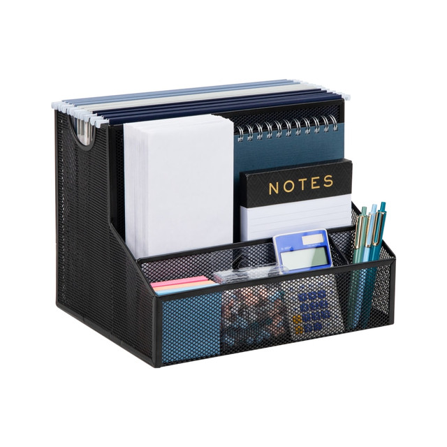 EMS MIND READER LLC DEEPORG-BLK Mind Reader Desktop Organizer Vertical File Storage, 9-1/2inH x 9-1/2inW x 12-243/20 D, Black