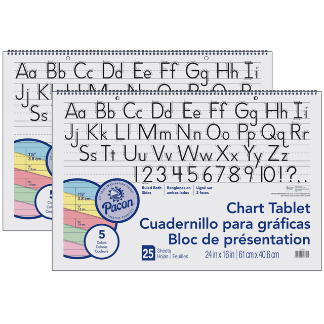 EDUCATORS RESOURCE PAC74734-2 Pacon Colored Paper Chart Tablets, 24in x 16in, Assorted Colors, 25 Sheets, Pack Of 2 Tablets EDUCATORS RESOURCE PAC74734-2 Pacon Colored Paper Chart Tablets, 24in x 16in, Assorted Colors, 25 Sheets, Pack Of 2 Tablets