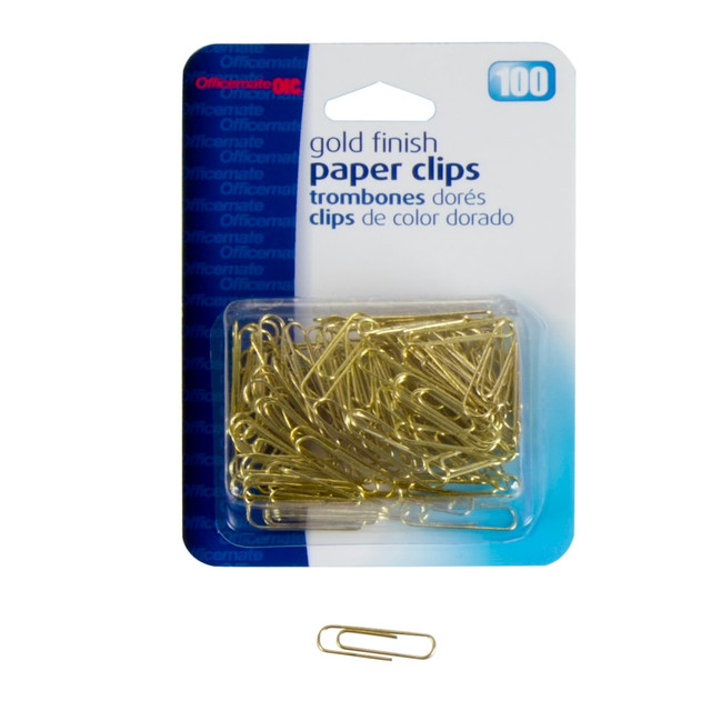 OFFICEMATE INTERNATIONAL CORP. 30916 OIC Paper Clips, Box Of 100, No. 2, Gold OFFICEMATE INTERNATIONAL CORP. 30916 OIC Paper Clips, Box Of 100, No. 2, Gold