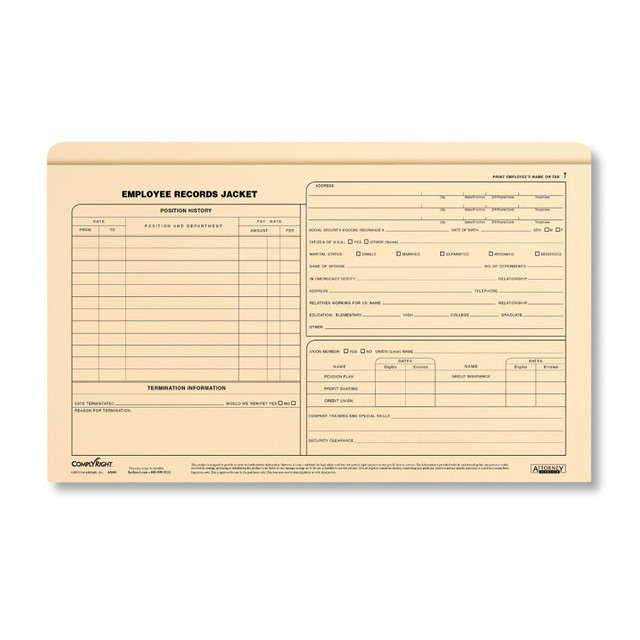 TAX FORMS PRINTING, INC. A5009 ComplyRight Employee Record Folders, Legal, 15in x 9 1/2in, Pack Of 25 TAX FORMS PRINTING, INC. A5009 ComplyRight Employee Record Folders, Legal, 15in x 9 1/2in, Pack Of 25