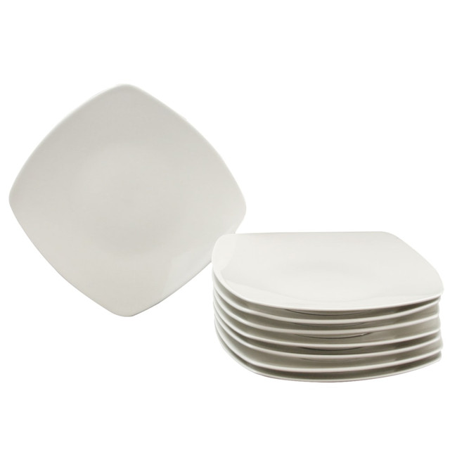 GIBSON OVERSEAS INC. Gibson 995100029M  Simplicity Buffetware Ceramic Salad Plates, 8-1/4in, Pack Of 8 Plates