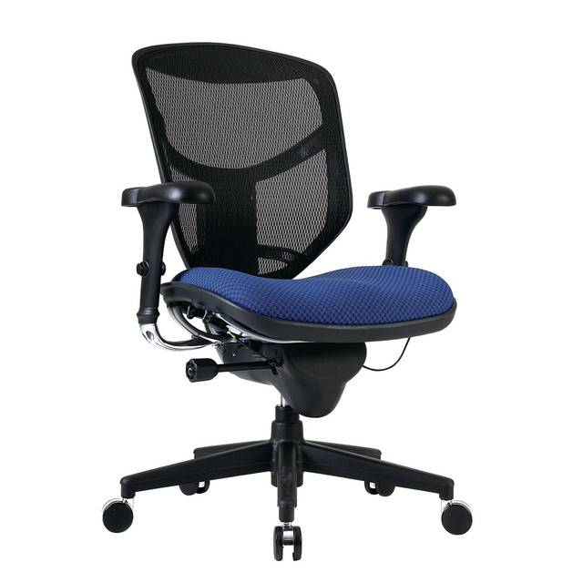 OFFICE DEPOT VQUANTUMAS908011 WorkPro Quantum 9000 Series Ergonomic Mesh/Premium Fabric Mid-Back Chair, Black/Royal, BIFMA Compliant