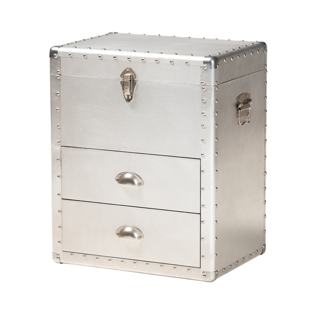 WHOLESALE INTERIORS, INC. Baxton Studio 2721-10244  French Industrial Silver Metal 2-Drawer Accent Storage Cabinet