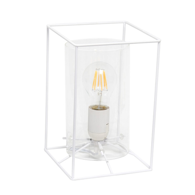 ALL THE RAGES INC Lalia Home LHT-5059-WH  Metal Framed Table Lamp, 9inH, Clear Shade/White Base