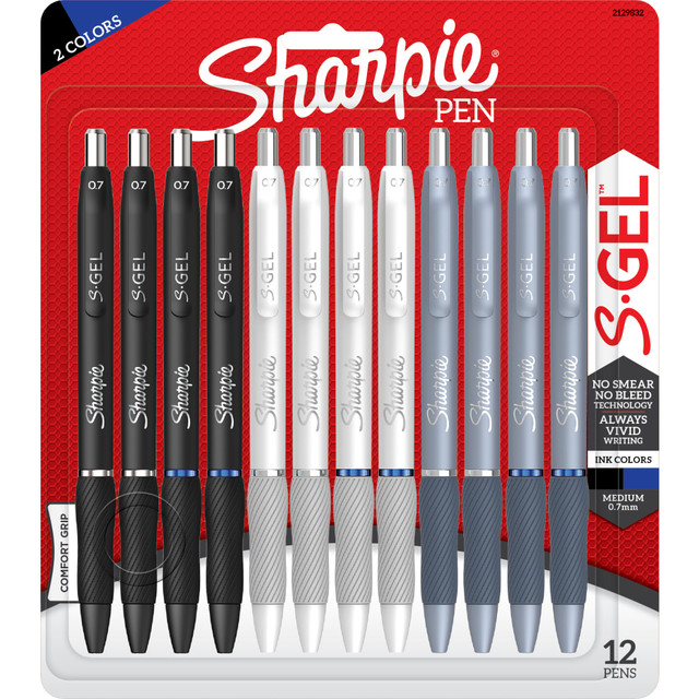 NEWELL BRANDS INC. 2129832 Sharpie S-Gel Fashion Barrel Gel Pens, Medium Point, 0.7 mm, Assorted Barrel, Assorted Ink, Pack Of 12 Pens