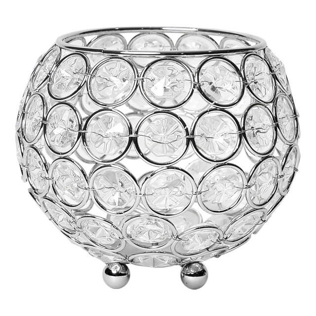 ALL THE RAGES INC HG1006-CHR Elegant Designs Elipse Crystal Bowl, 4-1/4in x 4-3/4in, Chrome