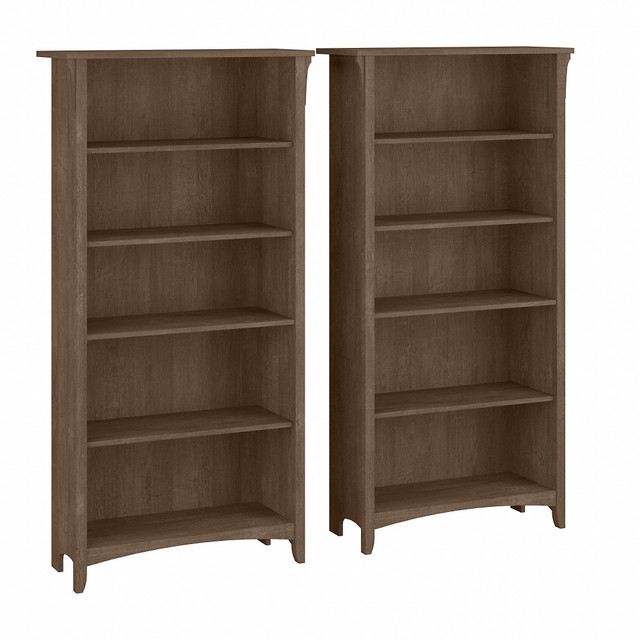BUSH INDUSTRIES INC. SAL036ABR Bush Business Furniture Salinas 63inH 5-Shelf Bookcases, Ash Brown, Set Of 2 Bookcases, Standard Delivery BUSH INDUSTRIES INC. SAL036ABR Bush Business Furniture Salinas 63inH 5-Shelf Bookcases, Ash Brown, Set Of 2 Bookcases, Standard Delivery