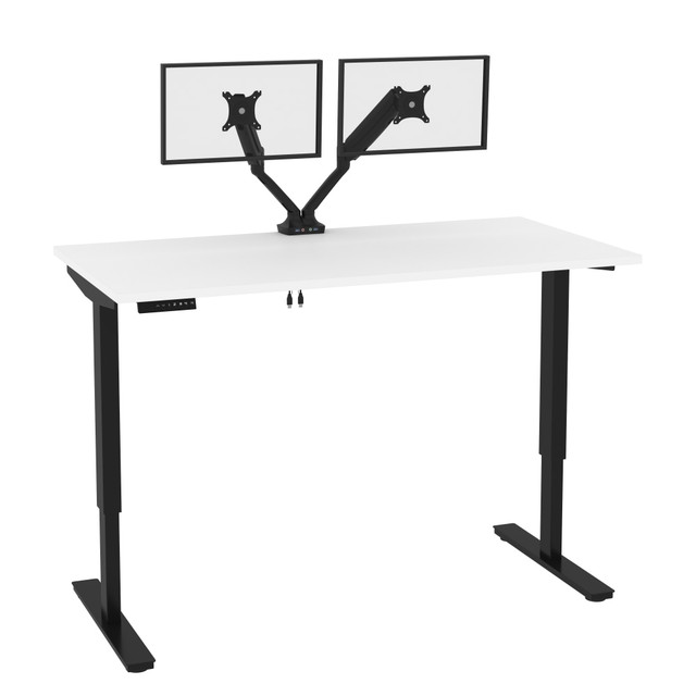 BESTAR INC. Bestar 165870-000017  Universel Electric 60inW Standing Desk With Dual Monitor Arm, White