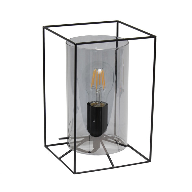 ALL THE RAGES INC Lalia Home LHT-5059-SM  Metal Framed Table Lamp, 9inH, Smoky Shade/Black Base