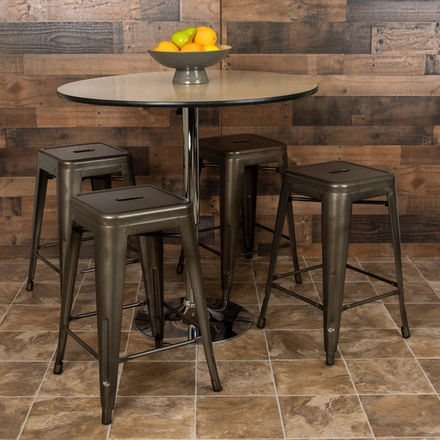FLASH FURNITURE 4ET3132024GNR 24in Metal Counter-Height Bar Stools, Set Of 4 Bar Stools, Gunmetal FLASH FURNITURE 4ET3132024GNR 24in Metal Counter-Height Bar Stools, Set Of 4 Bar Stools, Gunmetal