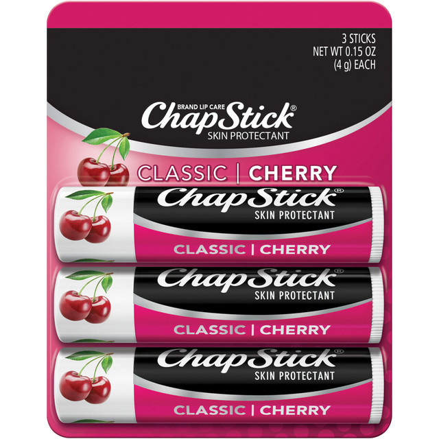 PFIZER CONSUMER HEALTHCARE GKC70530 ChapStick Classic Lip Balms, Cherry, 0.15 Oz, Pack Of 3 Sticks