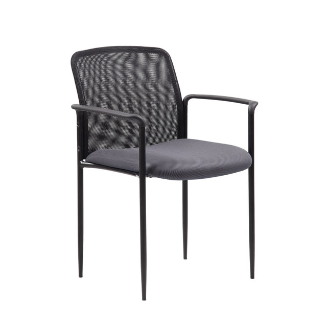 NORSTAR OFFICE PRODUCTS INC. B6909-GY Boss Office Products Stackable Mesh Guest Chair, Gray/Black NORSTAR OFFICE PRODUCTS INC. B6909-GY Boss Office Products Stackable Mesh Guest Chair, Gray/Black