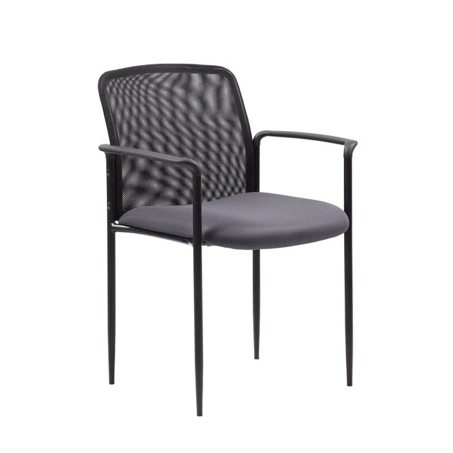 NORSTAR OFFICE PRODUCTS INC. Boss Office Products B6909-GY  Stackable Mesh Guest Chair, Gray/Black