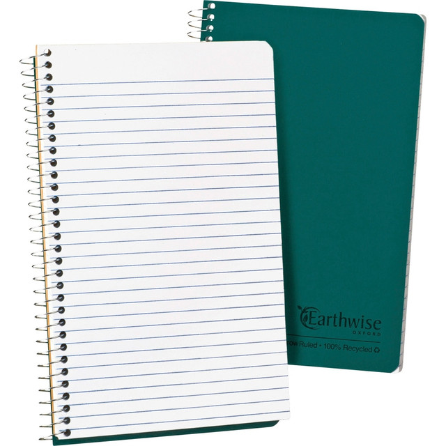 Compile important ideas on the go with this Ampad Oxford narrow-ruled notebook. The sturdy green kraft cover allows hassle-free note-taking without a nearby hard surface, while the micro-perforated pages offer easy disposal of selected sheets. The wire binding lets the notebook lay flat for hassle-free writing.  Rigid cover allows for simple notes on the go.  Convenient size slips easily into purses.  5in x 8in pages.  Includes 80 narrow-ruled sheets.  Wire binding lets notebook lay flat.  SFI Certified.  Contains Recycled Content - See Specs for Details.