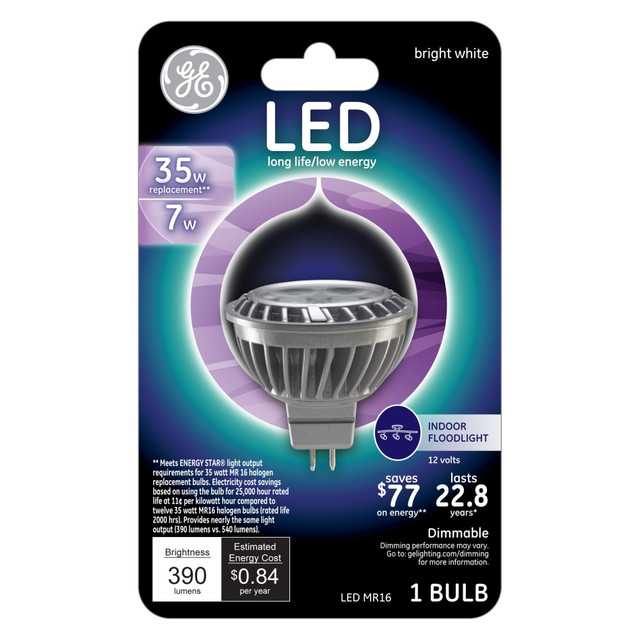 GENERAL ELECTRIC COMPANY 89945 GE MR16 Dimmable 390 Lumens Indoor Floodlight LED Bulb, 7 Watt, 3000 Kelvin