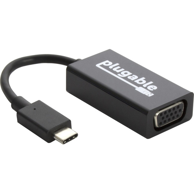 PLUGABLE TECHNOLOGIES USBC-VGA Plugable USB C to VGA Adapter Compatible with 2018 iPad Pro, 2018 MacBook Air, 2018 MacBook Pro, Surface Book 2, Thunderbolt 3 & More - (Support for resolutions up to 1920x1200 @ 60Hz), Driverless