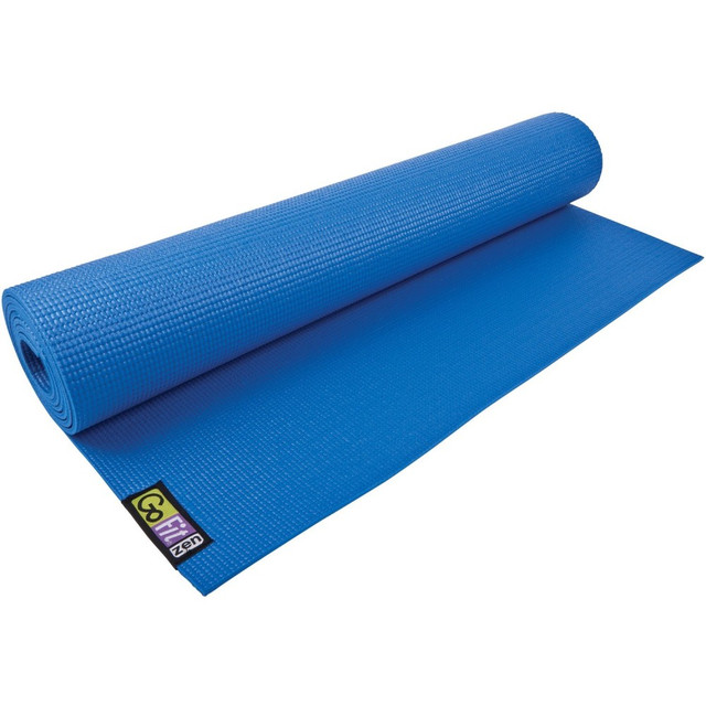 GOFIT L.L.C. GF-YOGA GoFit Double-Thick Yoga Mat With Yoga Posture Poster, 68inH x 24inW, Blue