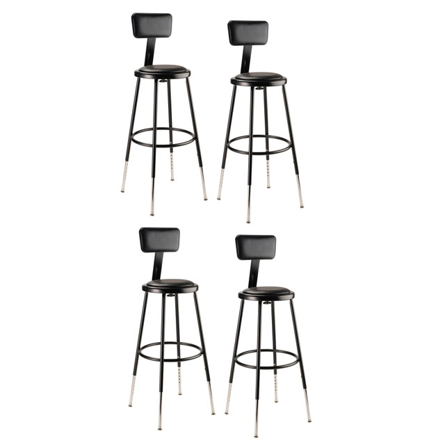 NATIONAL PUBLIC SEATING CORP 6424HB-10/4 National Public Seating 6400H-10 Adjustable-Height Stools With Backrests, 25inH, Black, Set Of 4 Stools NATIONAL PUBLIC SEATING CORP 6424HB-10/4 National Public Seating 6400H-10 Adjustable-Height Stools With Backrests, 25inH, Black, Set Of 4 Stools