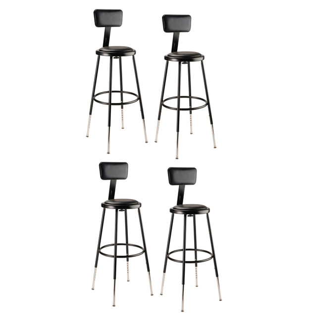 NATIONAL PUBLIC SEATING CORP 6424HB-10/4 National Public Seating 6400H-10 Adjustable-Height Stools With Backrests, 25inH, Black, Set Of 4 Stools