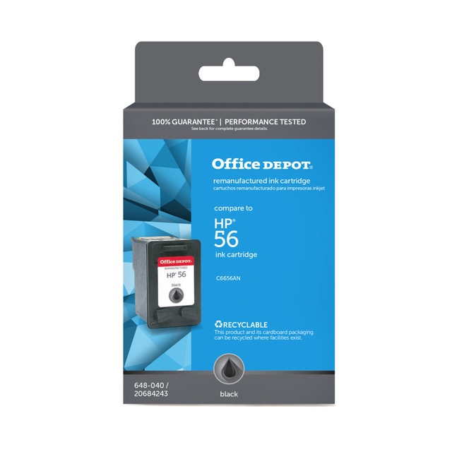 CLOVER TECHNOLOGIES GROUP, LLC OD56 Office Depot Brand Remanufactured Black Ink Cartridge Replacement For HP 56 CLOVER TECHNOLOGIES GROUP, LLC OD56 Office Depot Brand Remanufactured Black Ink Cartridge Replacement For HP 56