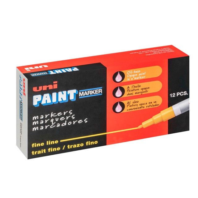 MITSUBISHI PENCIL CO.UK LTD 63713DZ Uni-Paint Markers, Fine Point, White, Pack Of 12 MITSUBISHI PENCIL CO.UK LTD 63713DZ Uni-Paint Markers, Fine Point, White, Pack Of 12