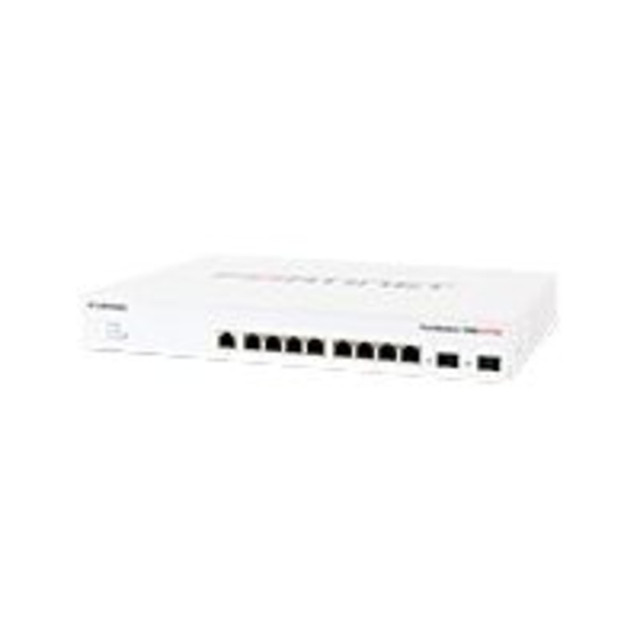 GEORGIA PEACH PRODUCTS, INC. Fortinet FS-108E-POE  FortiSwitch 108E-POE - Switch - managed - 4 x 10/100/1000 (PoE+) + 2 x Gigabit SFP + 4 x 10/100/1000 - rack-mountable - PoE+ (65 W)