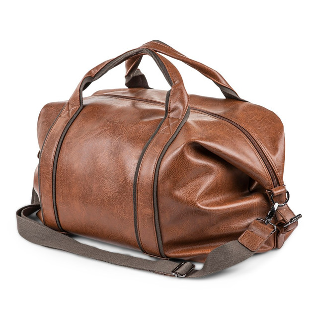 BUGATTI GROUP INC. DUF623-COGNAC Bugatti Valentino Vegan Leather Duffel Bag, 11-3/4inH x 16inW x 8-1/2inD, Cognac BUGATTI GROUP INC. DUF623-COGNAC Bugatti Valentino Vegan Leather Duffel Bag, 11-3/4inH x 16inW x 8-1/2inD, Cognac