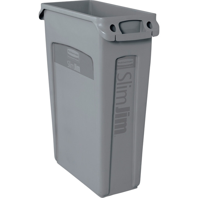 RUBBERMAID 354060GYCT  Commercial Slim Jim 23-Gallon Vented Waste Containers - 23 gal Capacity - Rectangular - Durable, Handle - 30in Height x 11in Width x 22in Depth - Gray - 4 / Carton RUBBERMAID 354060GYCT  Commercial Slim Jim 23-Gallon Vented Waste Containers - 23 gal Capacity - Rectangular - Durable, Handle - 30in Height x 11in Width x 22in Depth - Gray - 4 / Carton