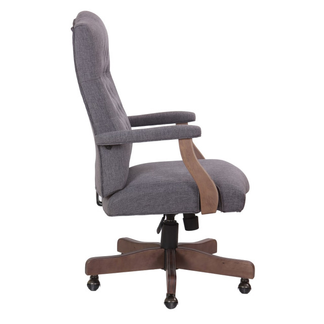 NORSTAR OFFICE PRODUCTS INC. B905DW Boss Office Products Tufted Ergonomic Fabric High-Back Office Chair, Slate Gray/Driftwood