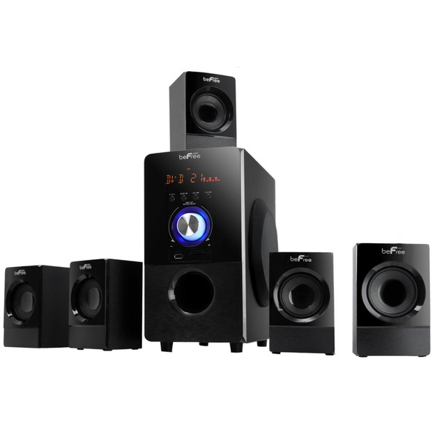 MEGAGOODS, INC. BeFree Sound 99595498M  BFS-440 5.1-Channel Bluetooth Surround Sound Speaker System, 19inH x 22inW x 11inD, Black, 99595498M