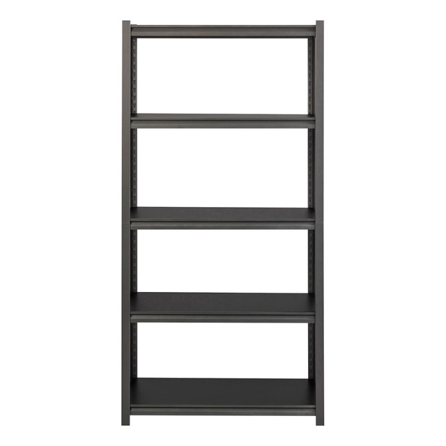 SP RICHARDS 59701 Lorell Riveted Storage Shelving Unit, 5-Shelf, 72inH x 36inW x 18inD, Black