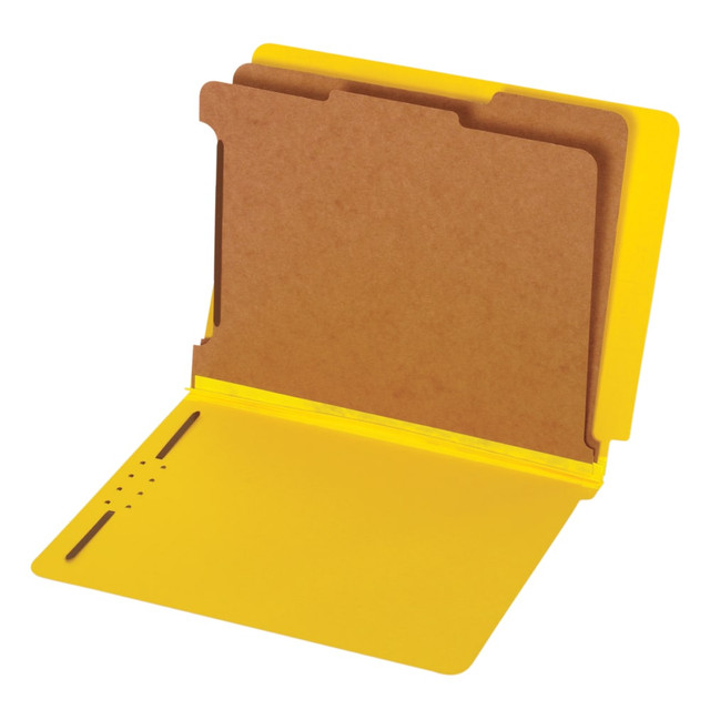 GLOBE WEIS 23789P Pendaflex Straight-Cut End-Tab Pressboard Classification Folders, 2-1/2in Expansion, 2 Dividers, 8 1/2in x 11in, Letter, Yellow, Box of 10