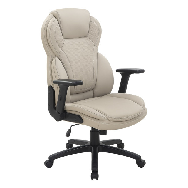 OFFICE STAR PRODUCTS Office Star EC91150-EC21  Ergonomic Leather High-Back Executive Office Chair, Taupe