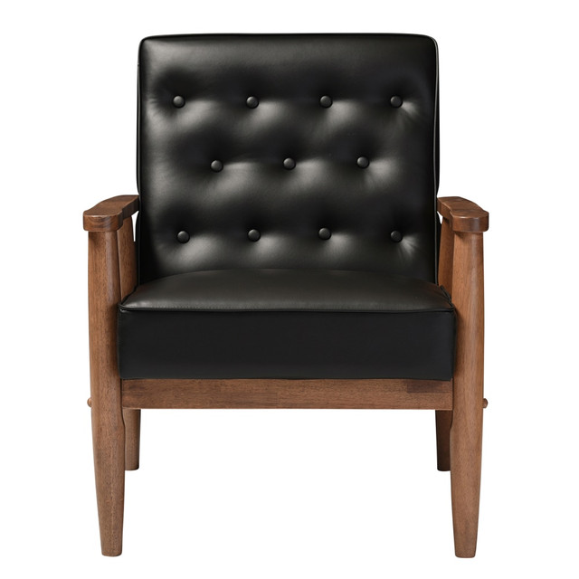 WHOLESALE INTERIORS, INC. 2721-6764 Baxton Studio Noel Lounge Chair, Black/Dark Walnut