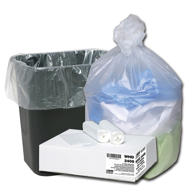 WEBSTER INDUSTRIES, INC. WHD2423 Webster Ultra Plus 8 mil Trash Bags, 10 gal, 24inH x 24inW, Natural, 500 Bags WEBSTER INDUSTRIES, INC. WHD2423 Webster Ultra Plus 8 mil Trash Bags, 10 gal, 24inH x 24inW, Natural, 500 Bags