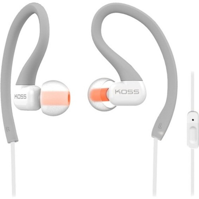 KOSS CORPORATION KSC32IGRY Koss FitSeries KSC32i Earset - Stereo - Mini-phone (3.5mm) - Wired - 16 Ohm - 15 Hz - 20 kHz - Over-the-ear, Earbud - Binaural - In-ear - 3.94 ft Cable - Gray, Orange