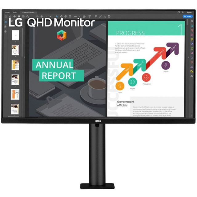 LG ELECTRONICS USA INC LG 27BN88Q-B  27BN88Q-B 27in Class WQHD LCD Monitor - 16:9 - Textured Black - 27in Viewable - In-plane Switching (IPS) Technology - 2560 x 1440 - 16.7 Million Colors - FreeSync - 350 Nit Typical - 5 ms - GTG Refresh Rate - Spea