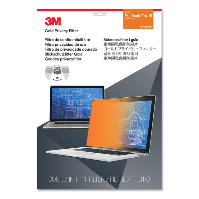 3M/COMMERCIAL TAPE DIV. GFNAP007 Gold Frameless Privacy Filter for 15.4" Widescreen MacBook Pro Touch, 16:10 Aspect Ratio