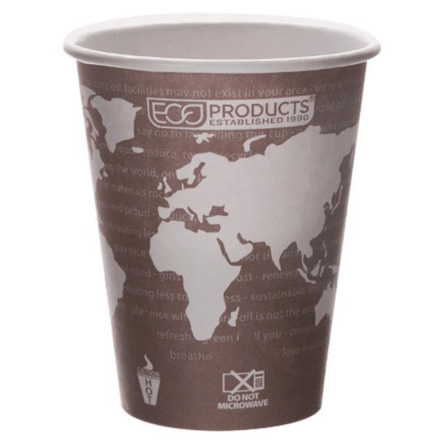 ECO-PRODUCTS, INC. Eco-Products EP-BHC8-WA  World Art Hot Beverage Cups, 8 Oz, Maroon, Carton Of 1000