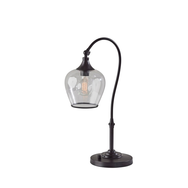 ADESSO INC 3922-26 Adesso Bradford Desk Lamp, 23-1/4inH, Dark Bronze Base/Clear Shade