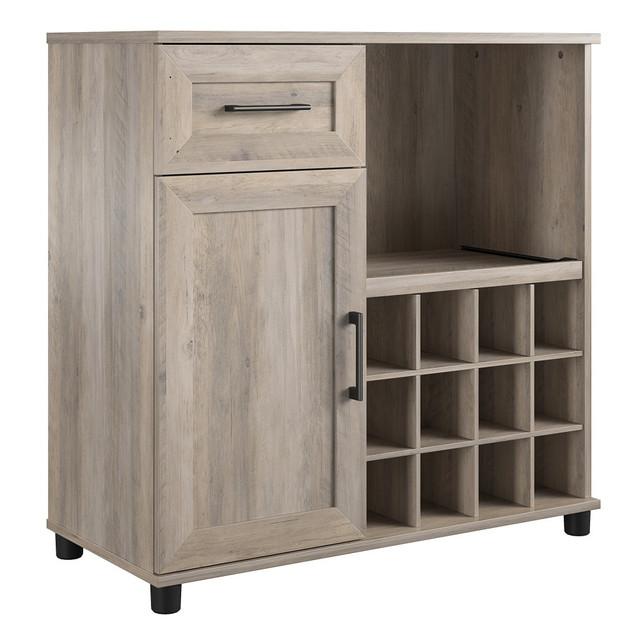 AMERIWOOD INDUSTRIES, INC. DE43627 Ameriwood Home Delany Bar Cabinet, 36inH x 35-11/16inW x 16-9/16inD, Brown AMERIWOOD INDUSTRIES, INC. DE43627 Ameriwood Home Delany Bar Cabinet, 36inH x 35-11/16inW x 16-9/16inD, Brown