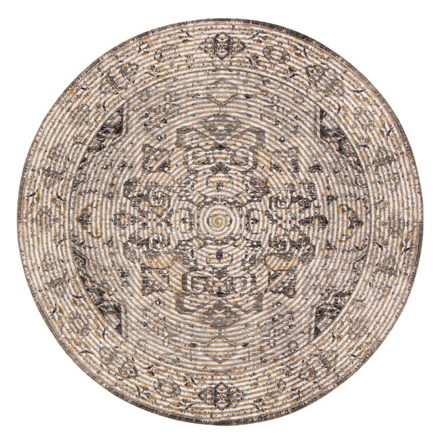 GFH ENTERPRISES INC. AMB0850-004R Anji Mountain Zagros Round Area Rug, 4ft Diameter, Brown/Gray