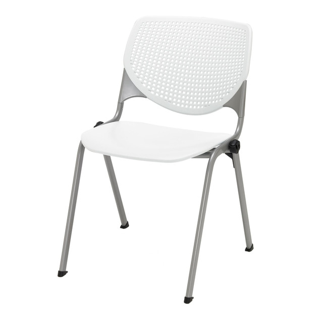 KFI FURNITURE, LLC 2300-P08WHITE KFI Studios KOOL Stacking Chair, White/Silver