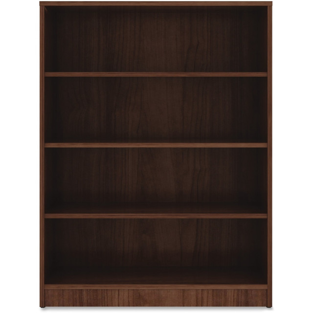 SP RICHARDS 99786 Lorell Essentials 48inH 4-Shelf Bookcase, Walnut SP RICHARDS 99786 Lorell Essentials 48inH 4-Shelf Bookcase, Walnut