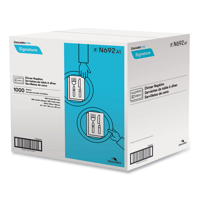 CASCADES TISSUE GROUP PRO N692 Select Dinner Napkins, 1-Ply, 15 x 15, White, 1,000/Carton