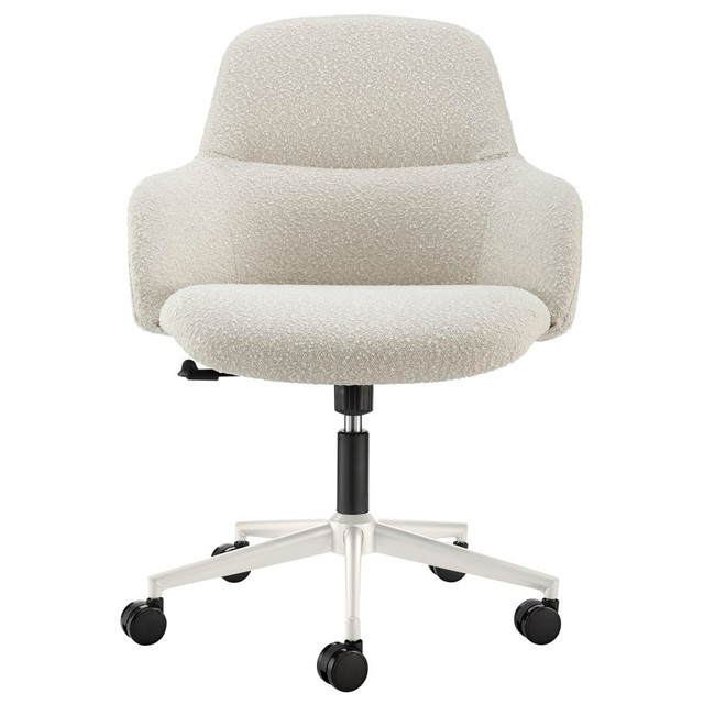 EURO STYLE, INC. Eurostyle 90565-IVRY  Mia Fabric Mid-Back Office Chair, White